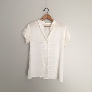 Vintage Women’s White Eyelet Blouse